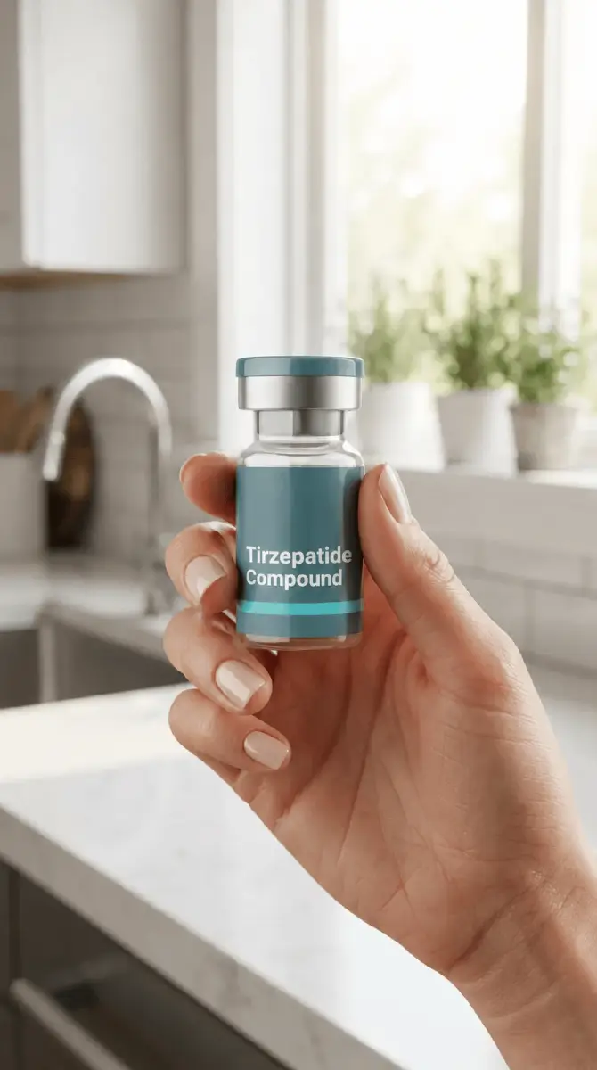 A compounded semaglutide vial